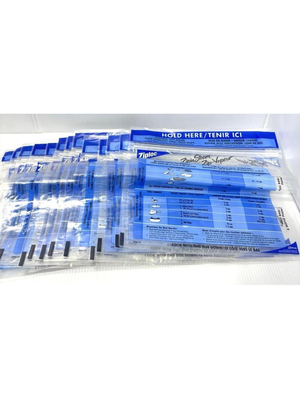 Ziploc Zip n Steam Microwave Cooking Bags 13pc Loose Discontinued 10" VTG Bag